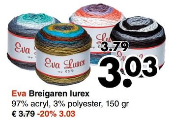 Promoties Eva breigaren lurex - Lurex - Geldig van 24/09/2018 tot 06/10/2018 bij Wibra