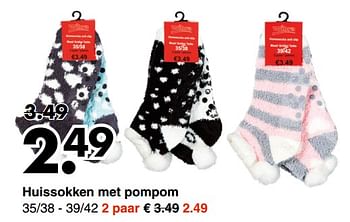 Promoties Huissokken met pompom - Huismerk - Wibra - Geldig van 24/09/2018 tot 06/10/2018 bij Wibra
