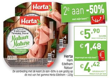 Promoties Ham edelham natuur - Herta - Geldig van 25/09/2018 tot 30/09/2018 bij Intermarche