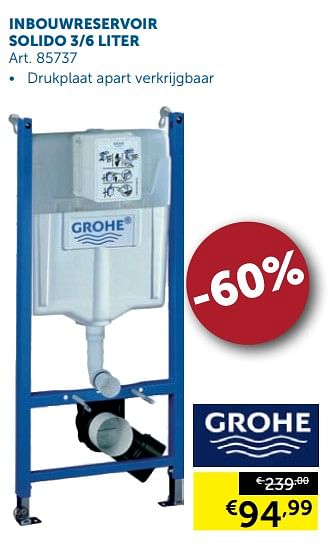Promotions Inbouwreservoir solido 3-6 liter - Grohe - Valide de 25/09/2018 à 22/10/2018 chez Zelfbouwmarkt