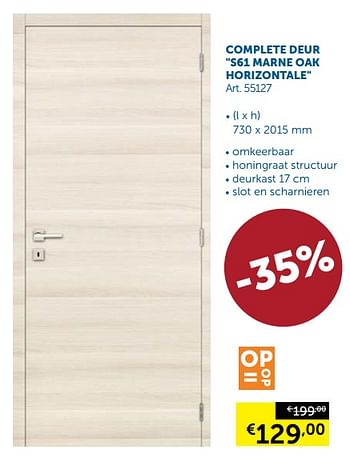 Promoties Complete deur s61 marne oak horizontale - Huismerk - Zelfbouwmarkt - Geldig van 25/09/2018 tot 22/10/2018 bij Zelfbouwmarkt