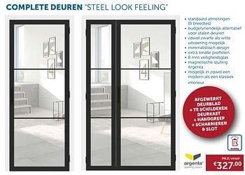 Promotions Complete deuren steel look feeling - Argenta - Valide de 25/09/2018 à 22/10/2018 chez Zelfbouwmarkt
