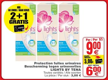 Promoties Protection fuites urinaires bescherming tegen urineverlies lights by tena - Tena - Geldig van 25/09/2018 tot 01/10/2018 bij Cora