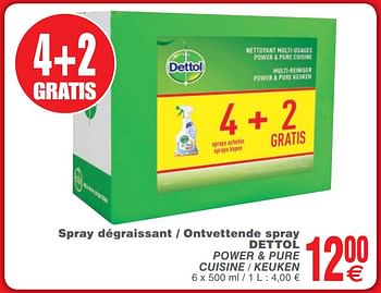 Promoties Spray dégraissant - ontvettende spray dettol - Dettol - Geldig van 25/09/2018 tot 01/10/2018 bij Cora