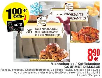 Promoties Viennoiseries - koffiekoeken gourmet d`alsace - Gourmet d'Alsace - Geldig van 25/09/2018 tot 01/10/2018 bij Cora