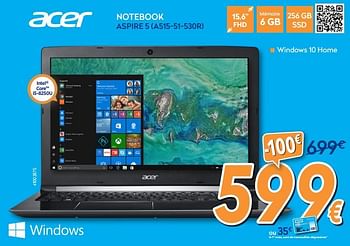 Promotions Acer notebook aspire 5 a515-51-530r - Acer - Valide de 24/09/2018 à 24/10/2018 chez Krefel