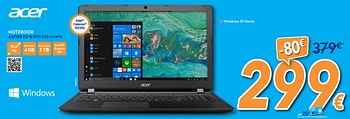 Promotions Acer notebook aspire es 15 es1-533-c0wy - Acer - Valide de 24/09/2018 à 24/10/2018 chez Krefel