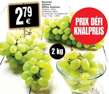 Promoties Raisins blancs witte druiven - Huismerk - Cora - Geldig van 25/09/2018 tot 01/10/2018 bij Cora