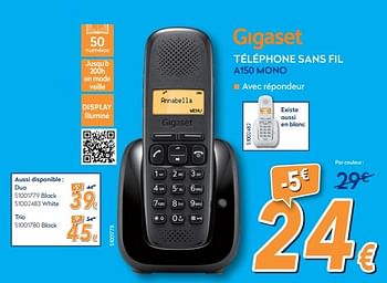 Promoties Gigaset téléphone sans fil a150 mono - Gigaset - Geldig van 24/09/2018 tot 24/10/2018 bij Krefel