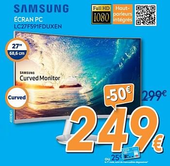 Promotions Samsung écran pc lc27f591fduxen - Samsung - Valide de 24/09/2018 à 24/10/2018 chez Krefel