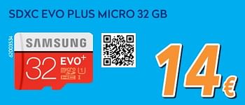 Promotions Samsung sdxc evo plus micro 32 gb - Samsung - Valide de 24/09/2018 à 24/10/2018 chez Krefel
