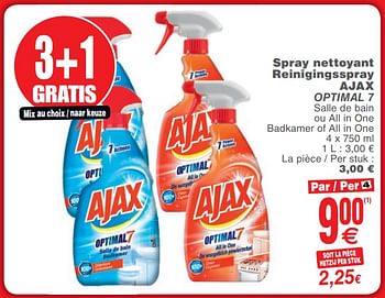 Promoties Spray nettoyant reinigingsspray ajax - Ajax - Geldig van 25/09/2018 tot 01/10/2018 bij Cora