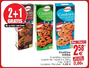Promotions Cookies cora - Produit maison - Cora - Valide de 25/09/2018 à 01/10/2018 chez Cora