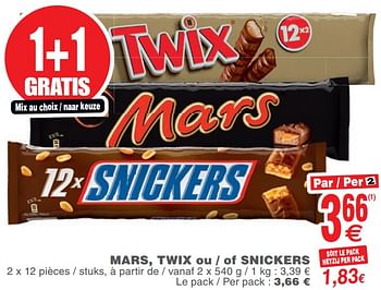 Promotions Mars, twix ou - of snickers - Mars Snacks - Valide de 25/09/2018 à 01/10/2018 chez Cora