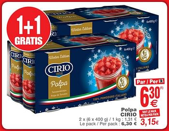 Promoties Polpa cirio - CIRIO - Geldig van 25/09/2018 tot 01/10/2018 bij Cora