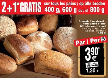 Promoties Pain carré blanc wit vierkant brood - Huismerk - Cora - Geldig van 25/09/2018 tot 01/10/2018 bij Cora