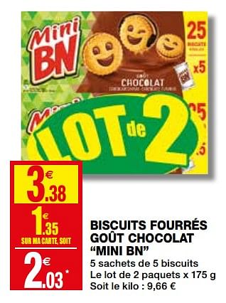 Promotions Biscuits fourrés goût chocolat mini bn - BN - Valide de 19/09/2018 à 30/09/2018 chez Coccinelle