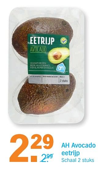 Promoties Ah avocado eetrijp - Huismerk - Albert Heijn - Geldig van 24/09/2018 tot 30/09/2018 bij Albert Heijn