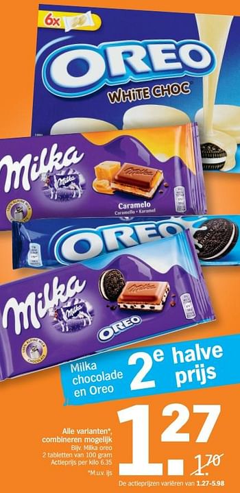 Promoties Milka oreo - Milka - Geldig van 24/09/2018 tot 30/09/2018 bij Albert Heijn