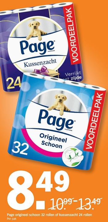 Promoties Page origineel schoon 32 rollen of kussenzacht 24 rollen - Page - Geldig van 24/09/2018 tot 30/09/2018 bij Albert Heijn