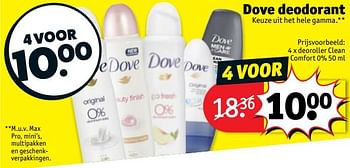 Promoties Deoroller clean comfort 0% - Dove - Geldig van 25/09/2018 tot 07/10/2018 bij Kruidvat