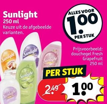 Promoties Douchegel fresh grapefruit - Sunlight - Geldig van 25/09/2018 tot 07/10/2018 bij Kruidvat
