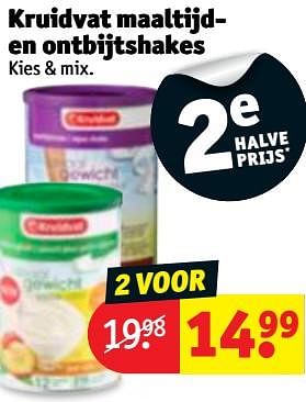 Promoties Kruidvat maaltijden ontbijtshakes - Huismerk - Kruidvat - Geldig van 25/09/2018 tot 07/10/2018 bij Kruidvat