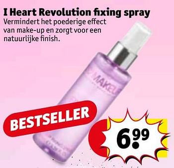 Promoties I heart revolution fixing spray - I Heart - Geldig van 25/09/2018 tot 07/10/2018 bij Kruidvat
