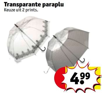 Promoties Transparante paraplu - Huismerk - Kruidvat - Geldig van 25/09/2018 tot 07/10/2018 bij Kruidvat