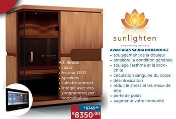 Promotions Avantages sauna infrarouge - Sunlighten - Valide de 25/09/2018 à 22/10/2018 chez Zelfbouwmarkt