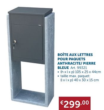 Promotions Boîte aux lettres pour paquets anthracite- pierre bleue - Produit maison - Zelfbouwmarkt - Valide de 25/09/2018 à 22/10/2018 chez Zelfbouwmarkt