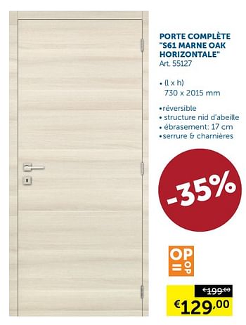 Promoties Porte complète s61 marne oak horizontale - Huismerk - Zelfbouwmarkt - Geldig van 25/09/2018 tot 22/10/2018 bij Zelfbouwmarkt