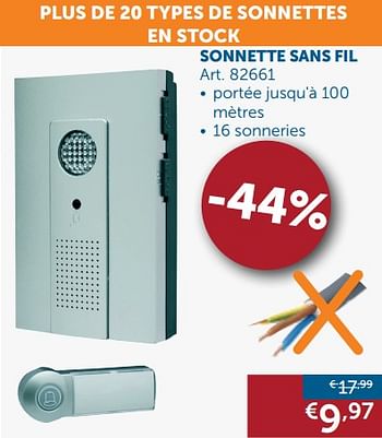 Promoties Sonnette sans fil - Huismerk - Zelfbouwmarkt - Geldig van 25/09/2018 tot 22/10/2018 bij Zelfbouwmarkt