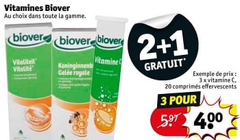 Promotions Vitamine c, 20 comprimés effervescents - Biover - Valide de 25/09/2018 à 07/10/2018 chez Kruidvat