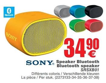 Promoties Sony speaker bluetooth bluetooth speaker srsxb01 - Sony - Geldig van 25/09/2018 tot 08/10/2018 bij Cora