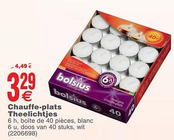 Promoties Chauffe-plats theelichtjes - Bolsius - Geldig van 25/09/2018 tot 08/10/2018 bij Cora