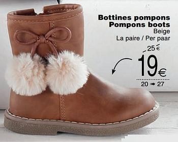 Promoties Bottines pompons pompons boots - Huismerk - Cora - Geldig van 25/09/2018 tot 08/10/2018 bij Cora