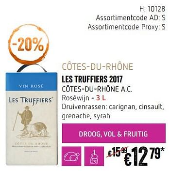 Promoties Côtes-du-rhône les truffiers 2017 côtes-du-rhône a.c. roséwijn - Rosé wijnen - Geldig van 20/09/2018 tot 17/10/2018 bij Delhaize