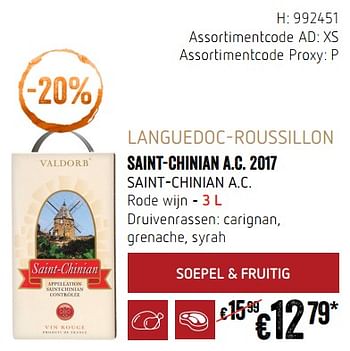 Promoties Languedoc-roussillon saint-chinian a.c. 2017 saint-chinian a.c. rode wijn - Rode wijnen - Geldig van 20/09/2018 tot 17/10/2018 bij Delhaize