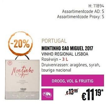Promoties Portugal montinho sao miguel 2017 vinho regional lisboa roséwijn - Rosé wijnen - Geldig van 20/09/2018 tot 17/10/2018 bij Delhaize