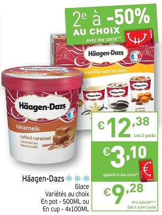 Promoties Hâagen-dazs glace - Haagen-Dazs - Geldig van 25/09/2018 tot 30/09/2018 bij Intermarche