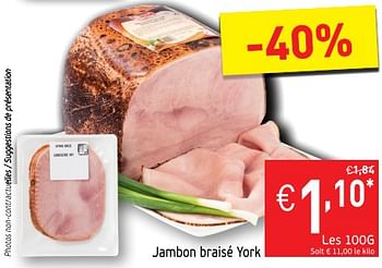 Promoties Jambon braisé york - Huismerk - Intermarche - Geldig van 25/09/2018 tot 30/09/2018 bij Intermarche