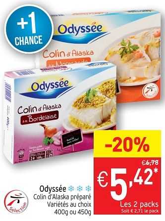 Promotions Odyssée colin d`alaska préparé - Odyssee - Valide de 25/09/2018 à 30/09/2018 chez Intermarche