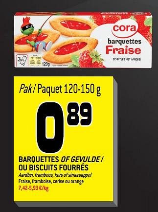 Promoties Barquettes of gevulde - ou biscuits fourrés - Huismerk - Match - Geldig van 26/09/2018 tot 09/10/2018 bij Match