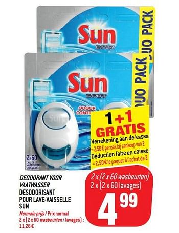 Promotions Deodorant voor vaatwasser desodorisant pour lave-vaisselle sun - Sun - Valide de 26/09/2018 à 09/10/2018 chez Match