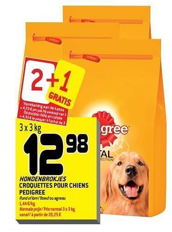 Promoties Hondenbrokjes croquettes pour chiens pedigree - Pedigree - Geldig van 26/09/2018 tot 09/10/2018 bij Match