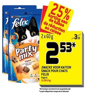 Promotions Snacks voor katten snack pour chats felix - Felix - Valide de 26/09/2018 à 09/10/2018 chez Match