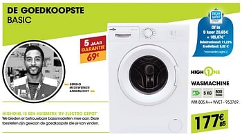 Promoties Highone wasmachine wm 805 a++ wvet - HighOne - Geldig van 27/09/2018 tot 17/10/2018 bij Electro Depot