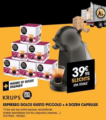 Promoties Krups espresso dolce gusto piccolo + 6 dozen capsules - Krups - Geldig van 27/09/2018 tot 17/10/2018 bij Electro Depot