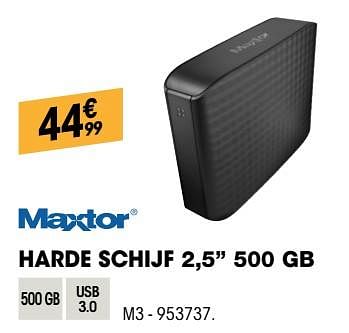 Promoties Maxtor harde schijf 2,5 500 gb - Maxtor - Geldig van 27/09/2018 tot 17/10/2018 bij Electro Depot